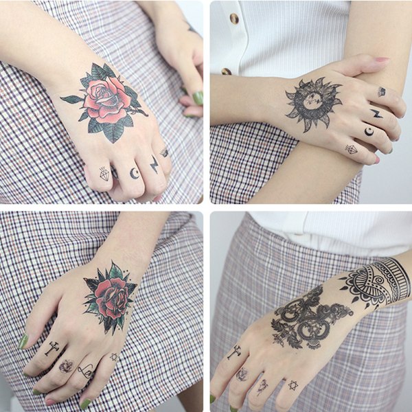 Paket med 10 ark tillfälliga tatueringar Modell 3