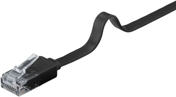 CAT 6 litteä patch-kaapeli, U/UTP, musta