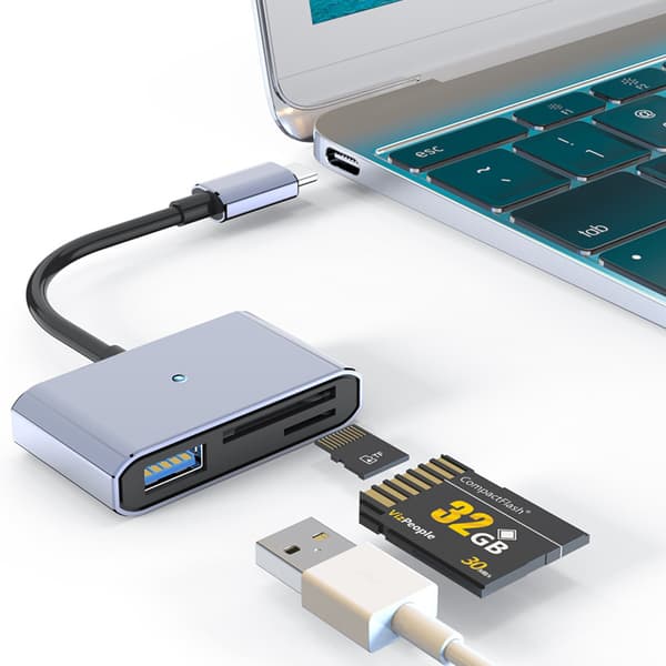 T-C till USB + SD/TF Adapterkabel - Höghastighetsdataöverföring, Kompatibel med Windows, Mac, Linux, Android och HarmonyOS