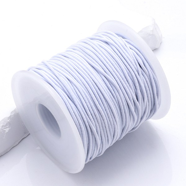 Elastisk snor til armbånd, 0,8 mm, hvid