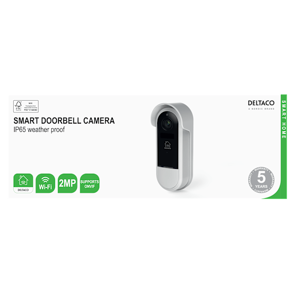 SMART H WiFi Doorbell camera IP65 weather proof white/silver