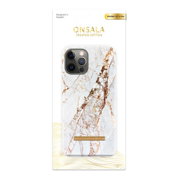 ONSALA Mobilskal iPhone 12 / 12 Pro Soft White Rhino Marble