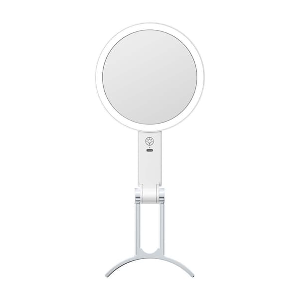 LED Belyst Makeup Spejl med C-Formet Stativ - 10x Forstørrelse Hvid