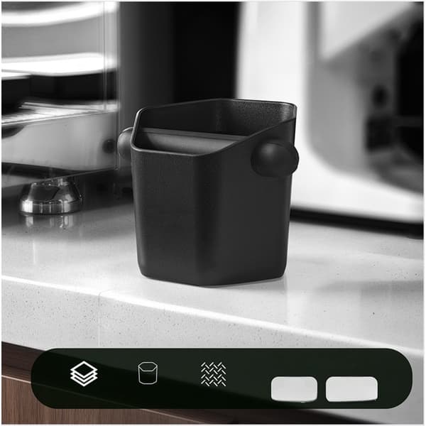 Hexagonal Prism Vinklad Kaffesumpslåda - ABS Behållare för Espressoavfall Black Black