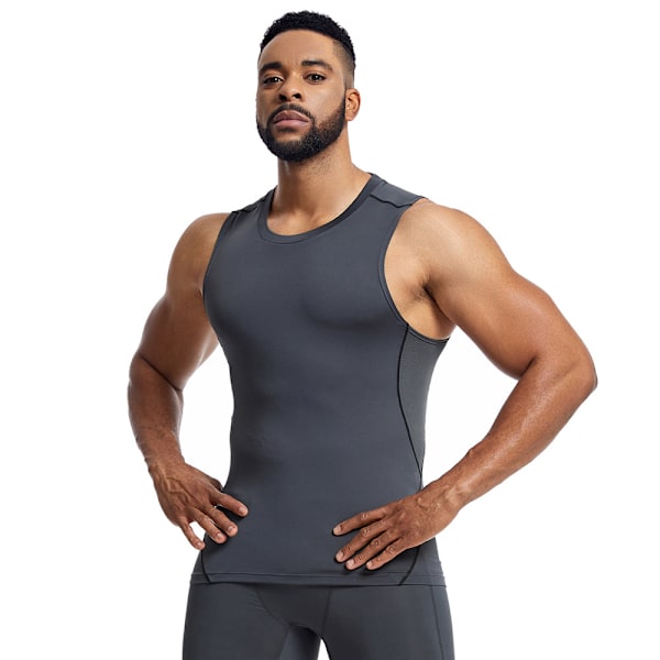 Herre Sommer Løb Træning Fitness Vest Grå 3XL