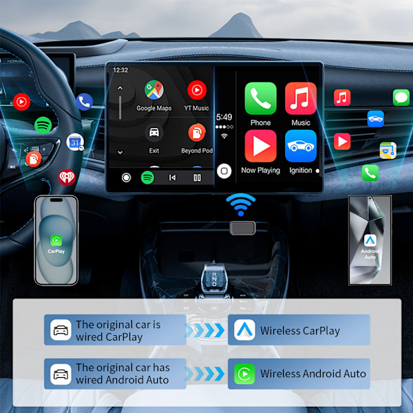Trådlös CarPlay & Android Auto-adapter för bilar