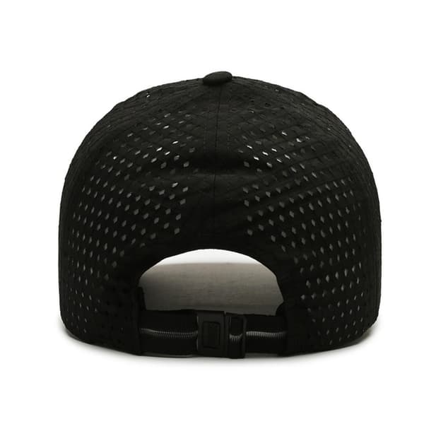 Andningsbar mesh-polyester keps – solkeps för sommarcykling och utomhusbruk, justerbar passform, stora meshpaneler, snabb-torkning och lättviktskomfor Black