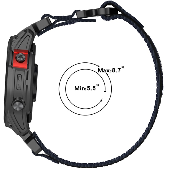 20 mm klockarmband för Garmin Fenix 7S/instinct 2S/6S/5S/Descent MK3 Storlek S Nylon Svart