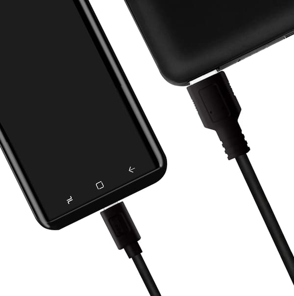 USB-A till USB-C Kabel 15W 0,15m Svart