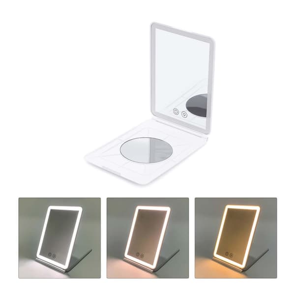 LED Makeup Spejl med 3X Forstørrelse - Bærbart & Dæmpbart Vanity Spejl