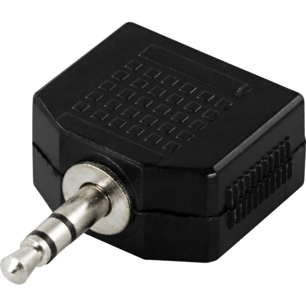 Y-adapter for audio, 1x3.5mm ma to 2x3.5mm fe
