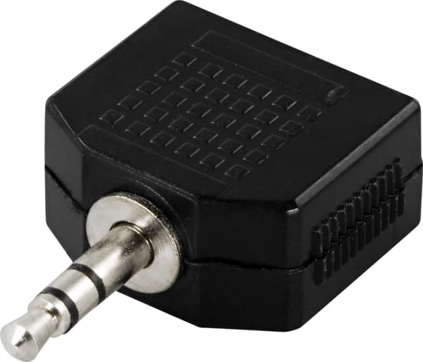 Y-adapter for audio, 1x3.5mm ma to 2x3.5mm fe