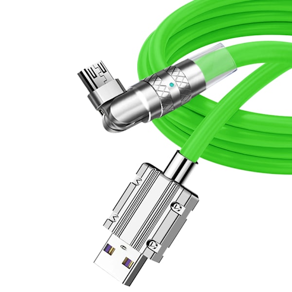120W flydende silikone 90° rotation hurtigopladningskabel med USB-mikroport 1,2 m Grøn