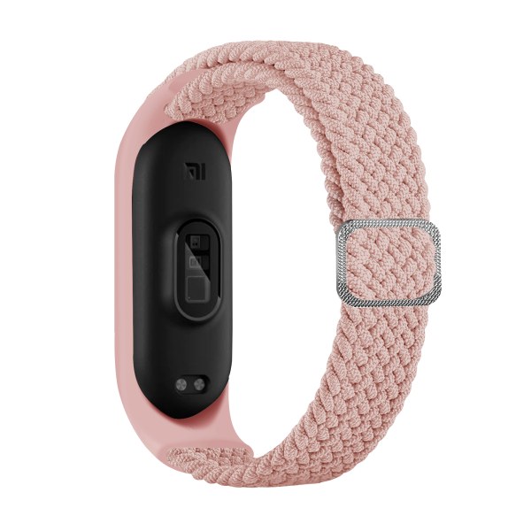 Kellon ranneke Nylon, joka on yhteensopiva Xiaomi Mi Band 3/4/5/6/7/NFC:n kanssa Vaaleanpunainen