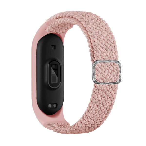 Urrem Nylon kompatibel med Xiaomi Mi Band 3/4/5/6/7/NFC Lyserød