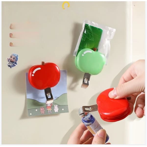 Æbleformet oplukker med forseglingsclips - 2-i-1 multifunktionel gadget Red Red