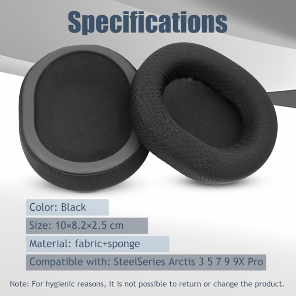INF Ørepuder til SteelSeries Arctis 3/5/7/9/9X/Pro Sort 1 par
