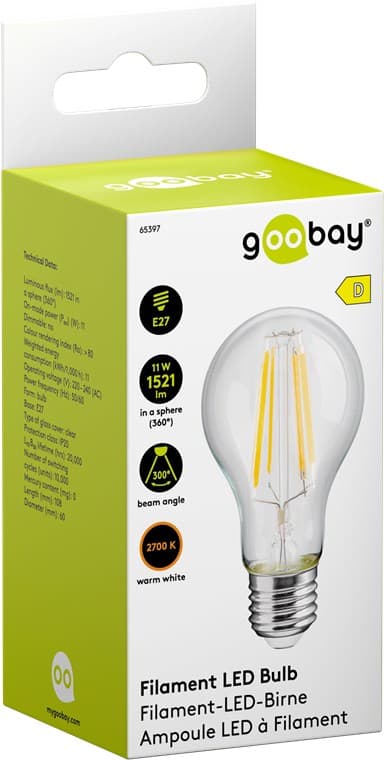 LED-lampa med glödtråd, 11 W