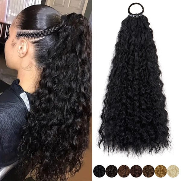 Lockigt hästsvansförlängning: Lägg till volym med Clip In Hair Piece Svart