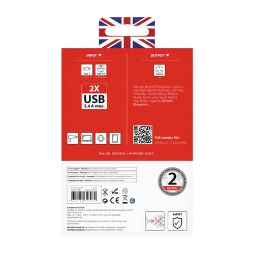 Landsadapter - Europa till Storbritannien, USB