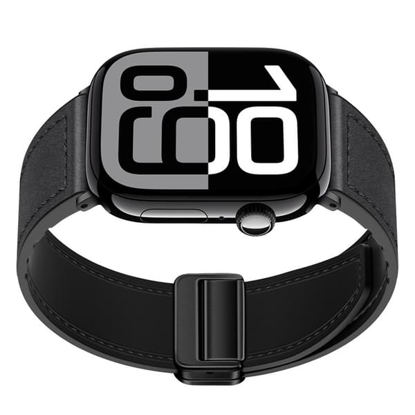 Ægte læder magnetisk Apple Watch-rem Black L Black L