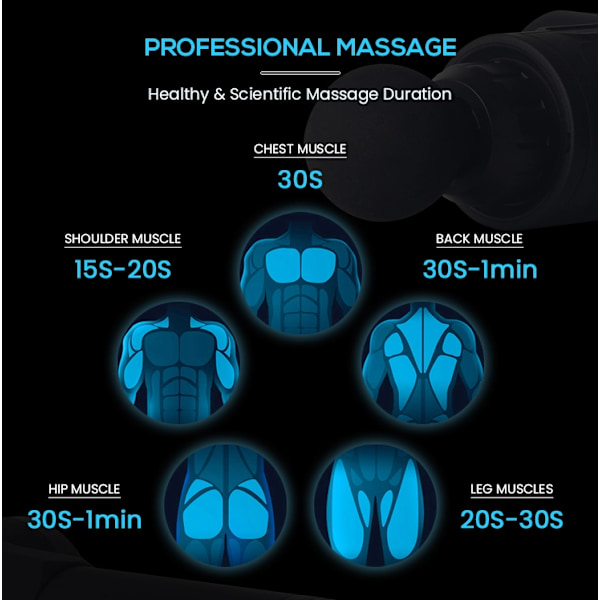 INF Massagepistol til professionel massage 6 gear Sort