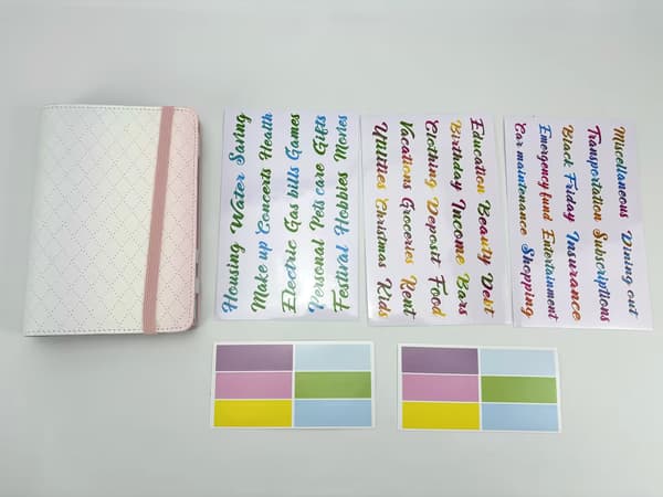 A6 PU-læderringbind budgetplanlægger - Gradient pink lilla grøn