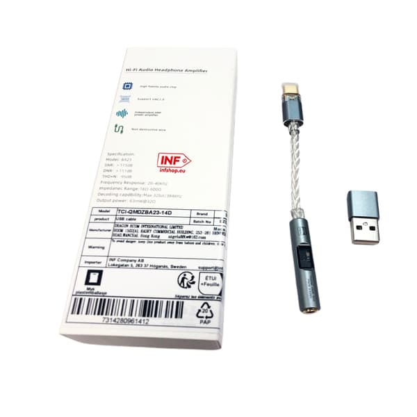 BA23 USB-C til 3,5 mm lydstikadapter med indbygget DAC Grey Grey