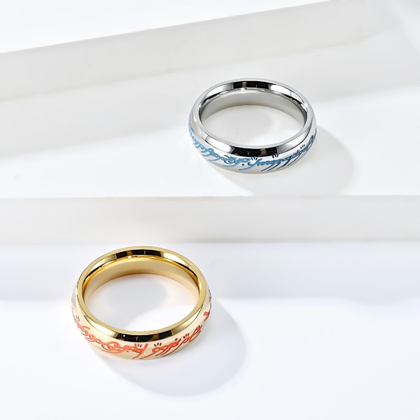 Ring med Skrift i Titanstål Guld 19 mm