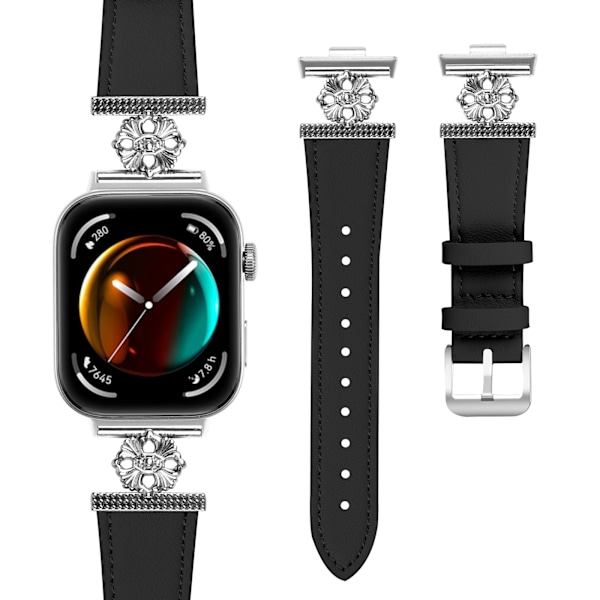Klockarmband i äkta läder för Huawei Watch Fit 3 Svart
