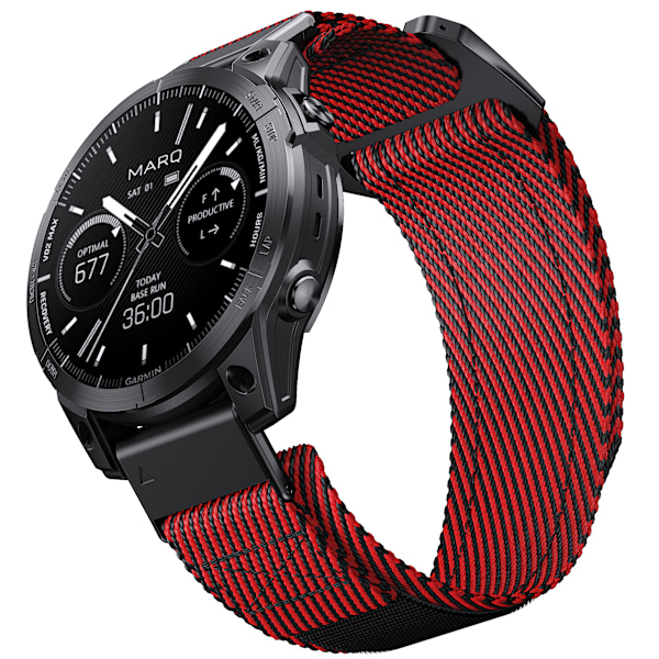 Quick Release 26mm Vævet Nylonrem til Garmin-ure Rød