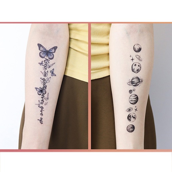 Paket med 10 ark tillfälliga tatueringar model 2