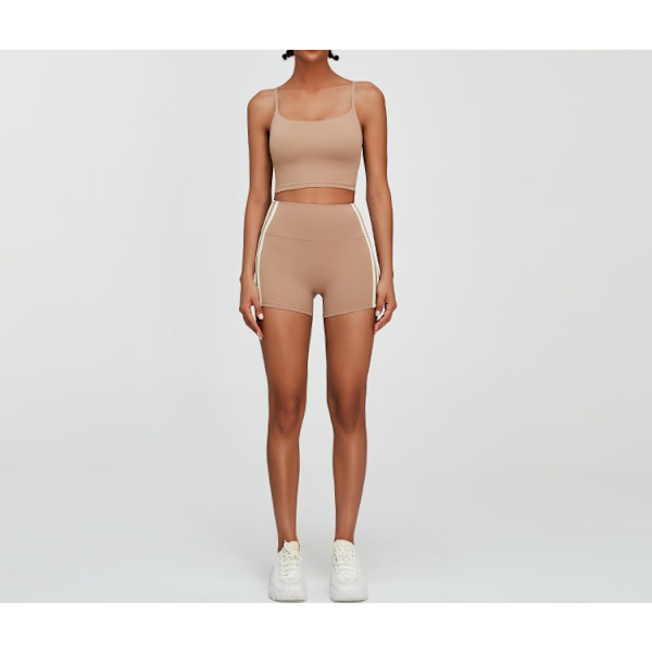 Criss Cross Sports BH og Leggings Sæt Beige L
