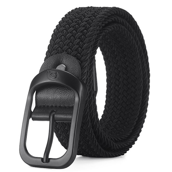 Herr Elastiskt Vävt Bälte - 110cm Justerbart Canvasbälte med Spänne Black Black