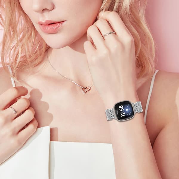 Funklende urrem med tre perler til Fitbit Versa 3/4/Sense 2