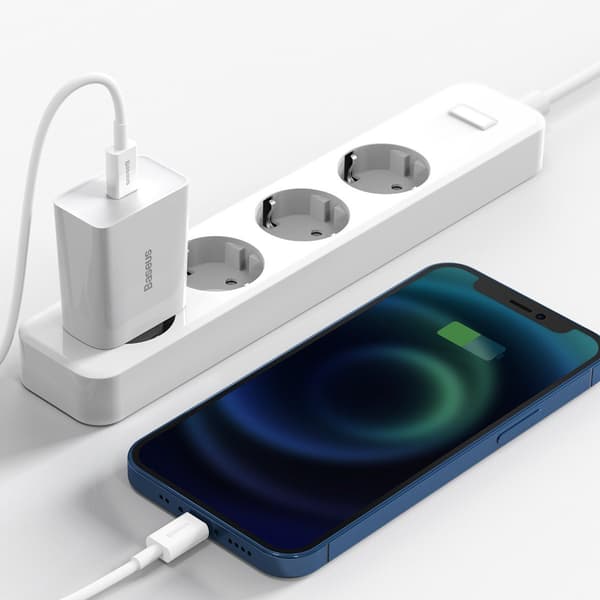 Baseus Speed Mini snabbladdare, USB-C, PD, 3A, 20W (vit)