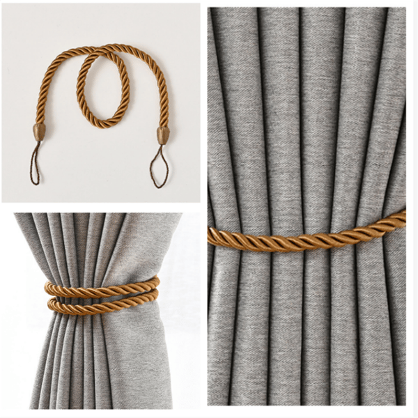 Set med 2 gardinkrokar, vävda gardinhållare Brown Brown