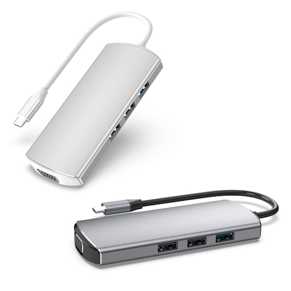 9-in-1 USB-C Hub -monitoimilaite HDMI:llä, VGA:lla ja Ethernetillä
