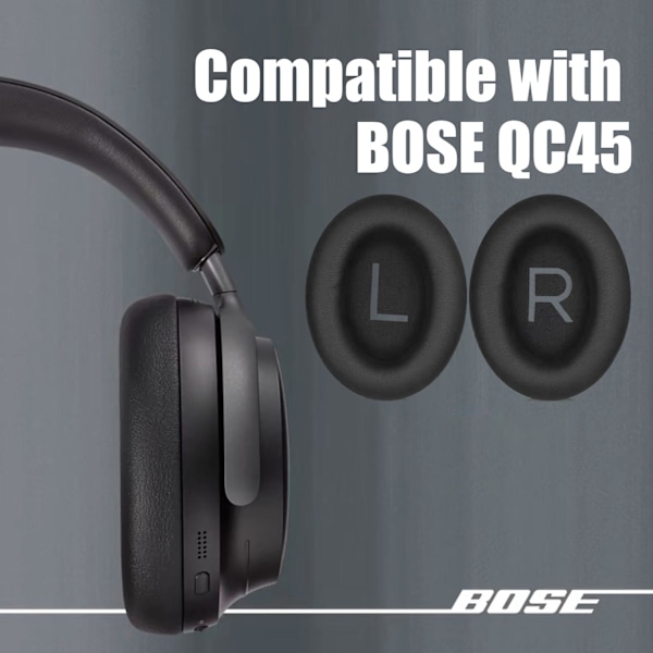 Ørepuder til Bose QC45 høretelefoner Sort