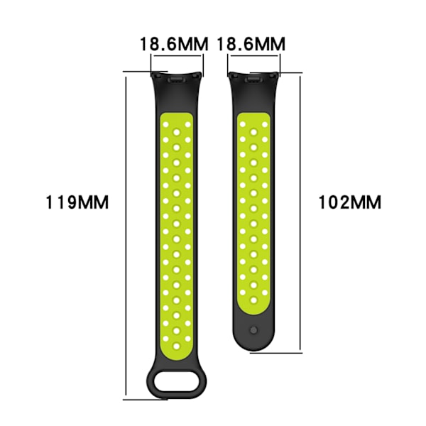 Åndbart TPU-udskiftningsarmbånd til Xiaomi Band 8/9 Sort + Grøn
