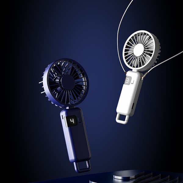Digital Display Folding Fan Blue Blue