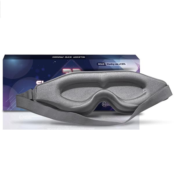 3D Formad Sovmask - Minnesskum, Noll Tryck, Ljusblockering för Optimal Sömn och Avkoppling Grey Grey