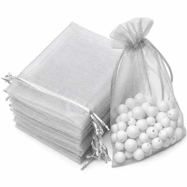 Presentpåsar med Dragsnöre - 7x9 cm, 25-pack Grey Grey