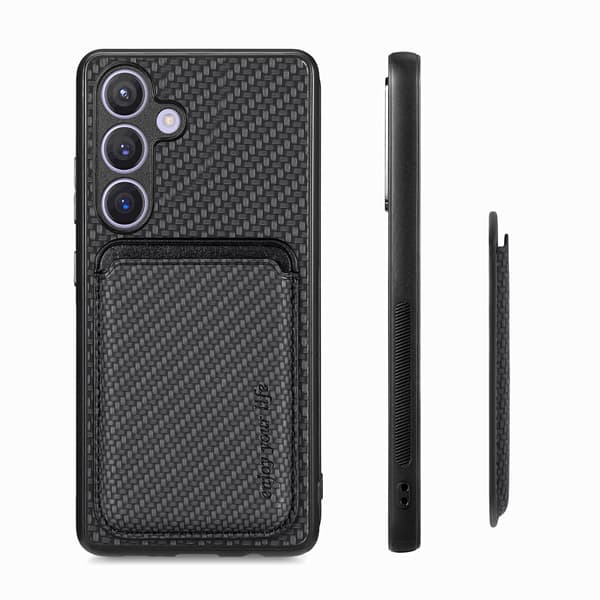 Retro Magnetisk SD67 Skyddsfodral för compatible with Samsung S22 - Fibertextur, Kortfack, Stötsäker och Stativfunktion