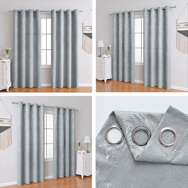 Elegante mørklægningsgardiner med træring jacquard S