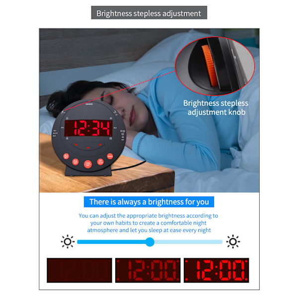Vækkeur med bed shaker Sort