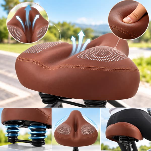 Cykelsadel i Mjukt Skum, Översized Cykelsits Brown Brown