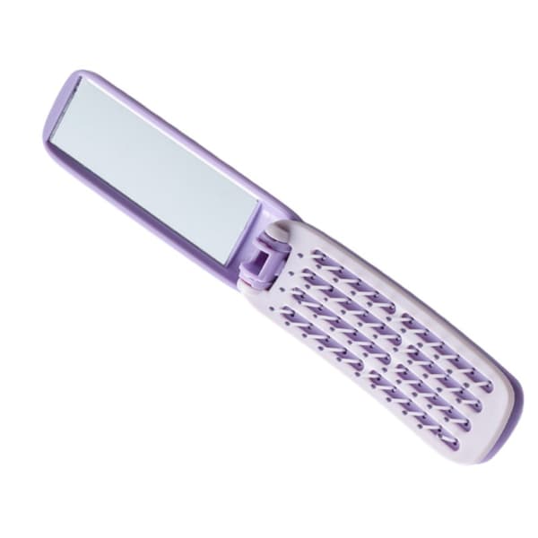 Rektangulær Foldbar Spejlkam - Bærbar & Selvrengørende Hårbørste Purple Purple