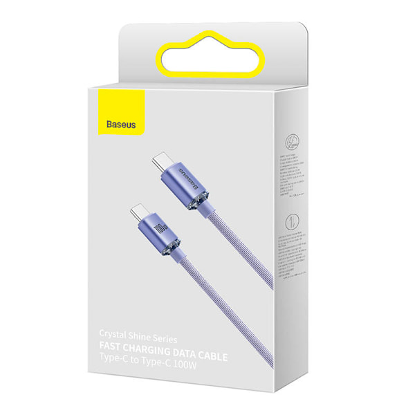 Baseus Crystal Shine-kabel USB-C till USB-C, 100W, 2m (lila)