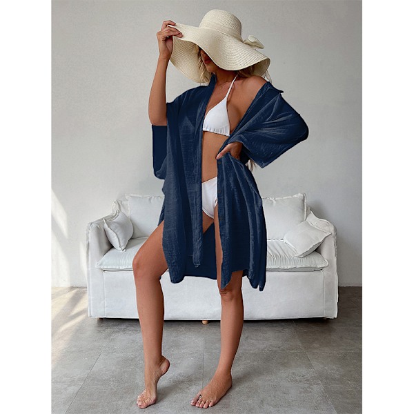 Stilfuld Cardigan Cover-Up i Bomuldsblanding Blå